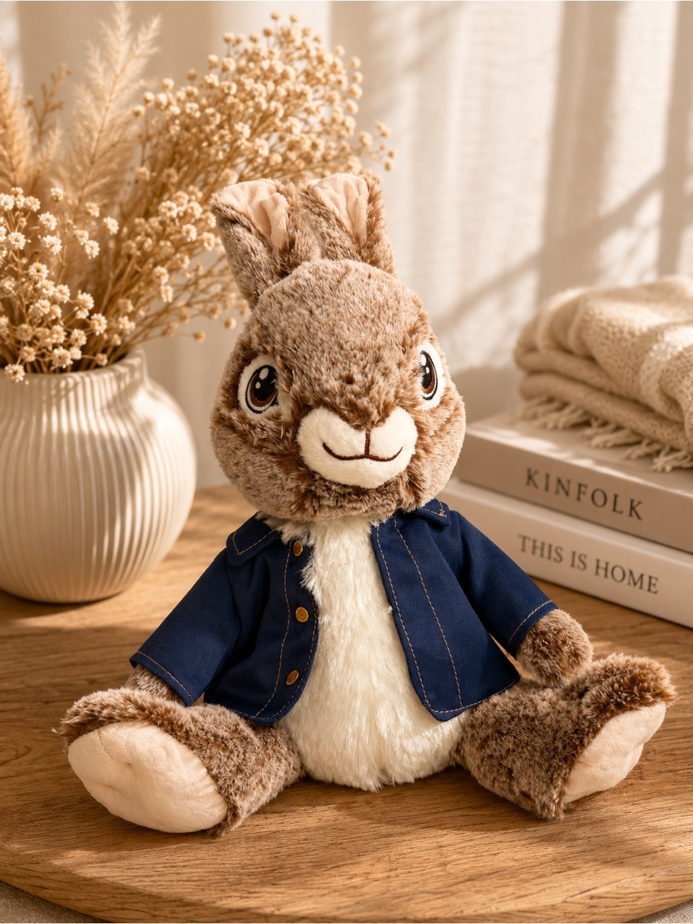 Peter Rabbit Plush Bunny Stuffed Animal Blue Jacket NWOT Collectible Toy